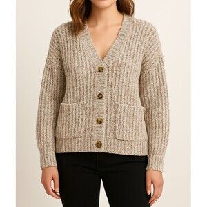 Peach Love California Chunky Knit Cardigan Women’s S Button Front Cozy Sweater